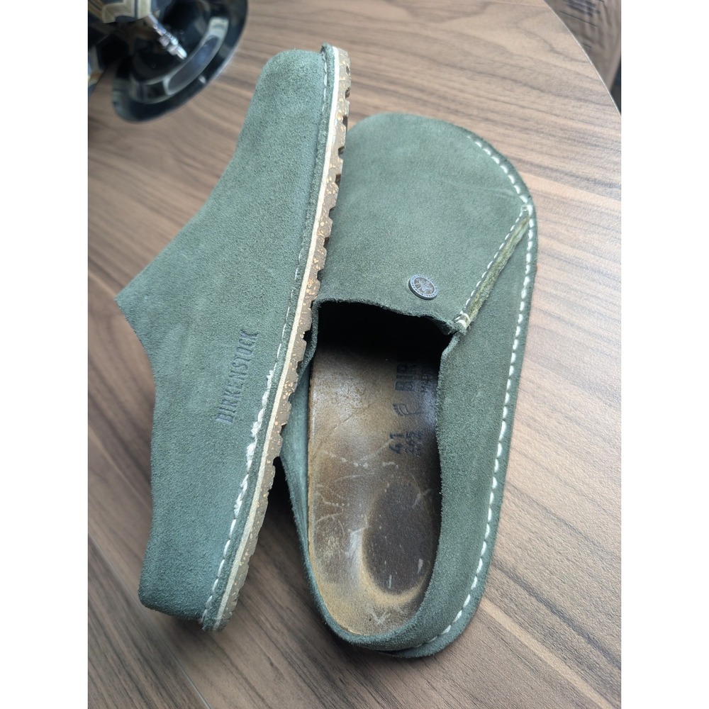 Birkenstock Boston Clogs Green Suede Leather Slip On Shoes EU41 US Women 10 Men8 - Picture 4 of 8
